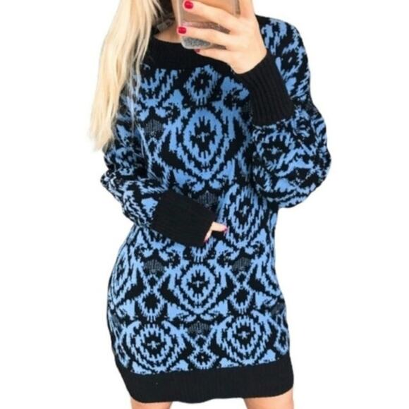 Free People Blue Winter Skies Sweater Dress - Picture 1 of 4